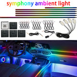 18IN1 Full Color Streamer Car Ambient Lights RGB 64 Color Universal LED Interior Hidden Acrylic Strip Symphony Atmosphere Lamp