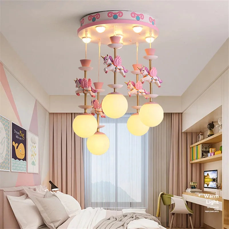 Cute ceiling light Fantasy Children's Bedroom Chandeliers Modern Creative LED lamp with animal Living Room girls bed room light
