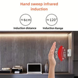 Hand Scan Sensor LED Strip Lights - USB Powered Dimmable Under Cabinet Light