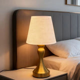 Nordic retro style desk lamp with fabric lampshade - USB powered dimmable night light, perfect for bedroom, study, and home deco