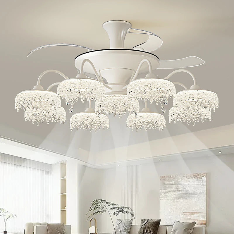 Fan Light 2026 New Living Room Light Luxury High end Italian Minimalist Restaurant Ceiling Fan Light Whole House Lighting Fixtures