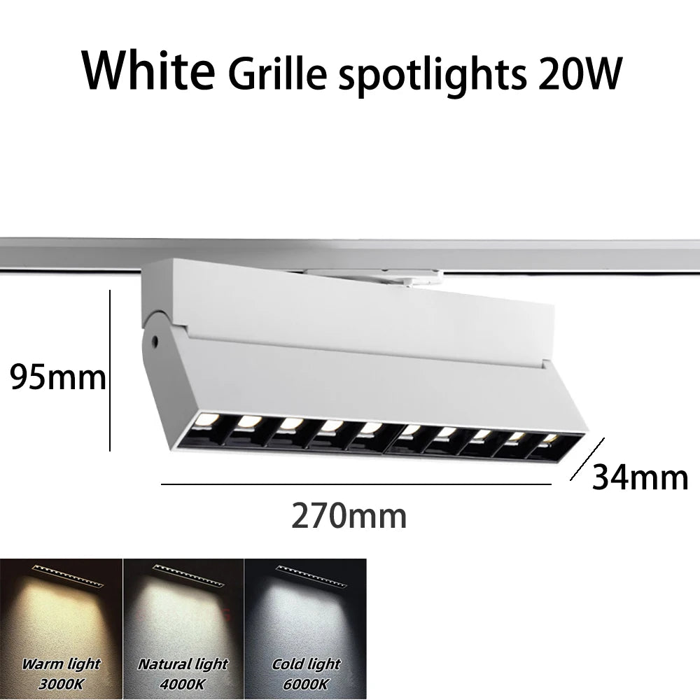 LED Track Light Spotlight Grille Light Surface-mounted Ceiling Light Black White 10W20W Dimmable Commercial Home Indoor Lighting