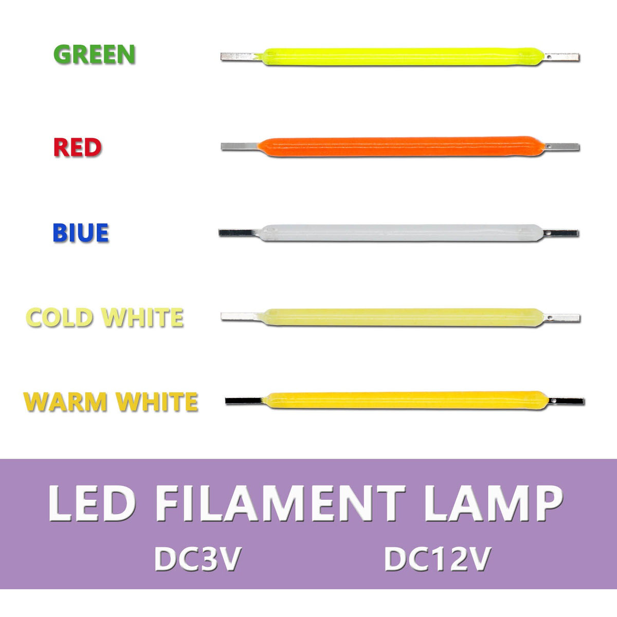 10pcs Edison Bulb LED Filament Lamp Parts 38mm DC3V DC12V LED Bead Incandescent Light Accessories Diode for holiday lighting DIY