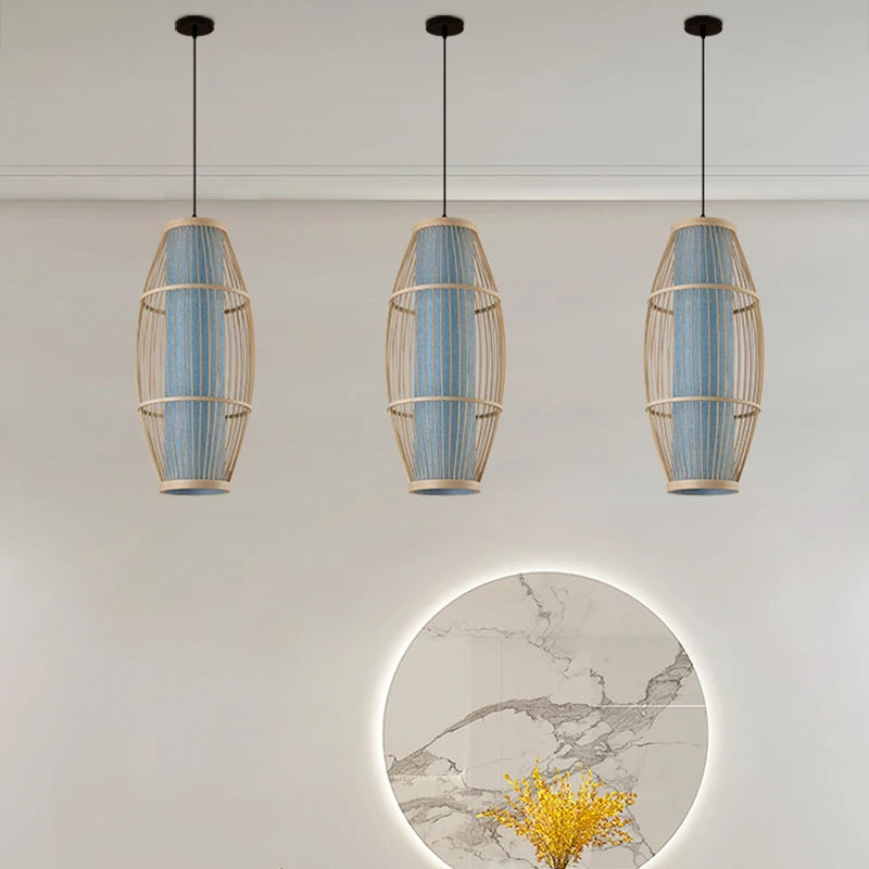 Chinese Bamboo Weaving Bamboo Chandelier Zen Tea Room Hot Pot Restaurant Light Hotel Hotel Balcony Japanese Retro Lantern Lights
