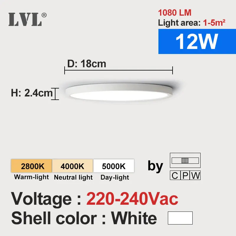 Modern LED Ceiling Light - Wood Grain & Gold 3-Color Home Lighting