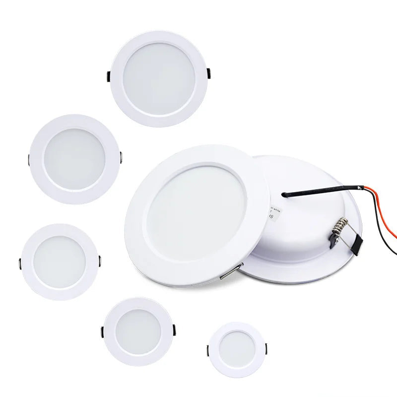 10PCS White Body Recessed LED Downlight - Universal AC/DC 12V 24V 110V 220V Ceiling Light