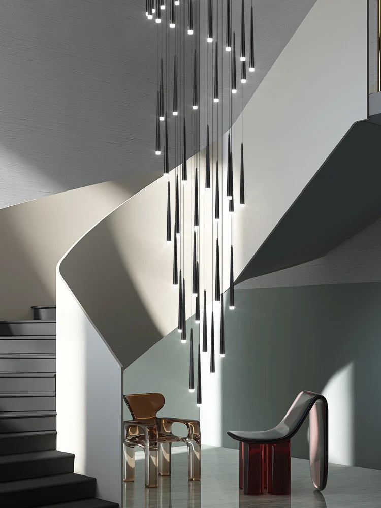 LED Pendant Light Modern Living Room Chandelier Villa Loft Large Pendant Light Minimalist Duplex High-Rise Long Stair Chandelier
