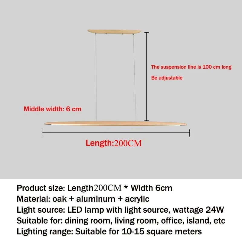Modern Wooden Linear Pendant Light - Nordic LED Kitchen Island Hanging Lamp