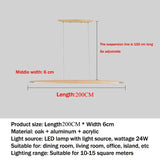 Modern Wooden Linear Pendant Light - Nordic LED Kitchen Island Hanging Lamp