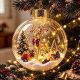 8cm Christmas Ball Ornament Transparent Acrylic Xmas Hanging Decoration with Light DIY Snowman Crystal Ball Christmas Decor