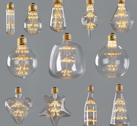 Vintage Led ST64 E27 LED Non- Dimmable Bulb Vintage Starry Sky Lamp 3W 2200K Bottle Lightbulb Decorative Christmas Firework Lamp