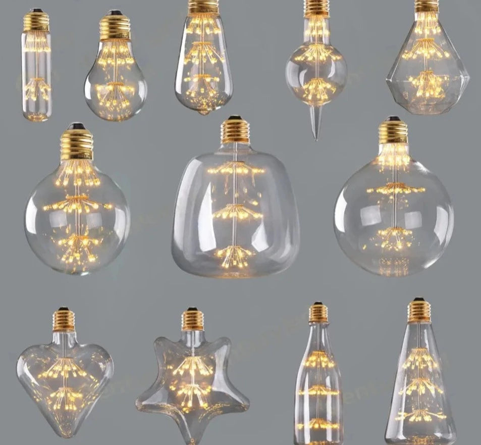 Vintage Led ST64 E27 LED Non- Dimmable Bulb Vintage Starry Sky Lamp 3W 2200K Bottle Lightbulb Decorative Christmas Firework Lamp
