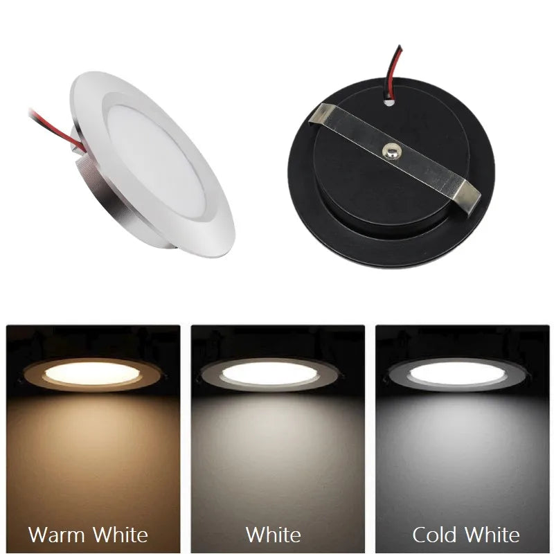 LED Spotlight Mini Dimmable Recessed Led Downlight Ceiling RGB for Outdoor Indoor Home Kitchen Cabinet IP65 12V 24V 3W