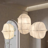 Japanese Wabi-Sabi White Silk Sailboat Pendant Light - E27 Textile Ceiling Chandelier Lamp Fixture for Living Room, Dining Room & Bedroom Decor