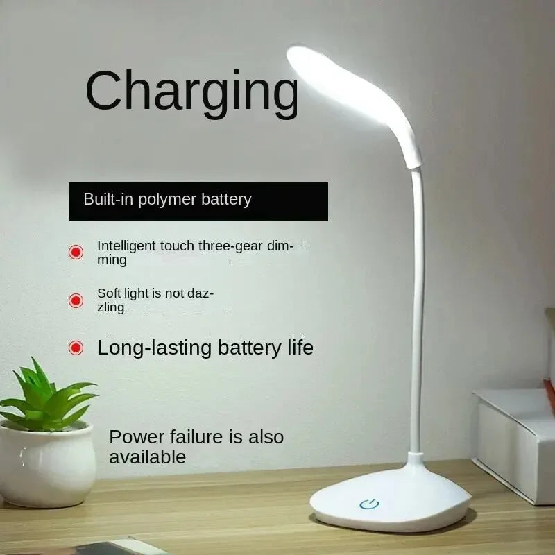 Portable Touch Dimming LED Desk Lamp - USB Rechargeable Eye-Care Reading Light
