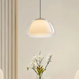 Creative Jelly Pendant Light Nordic Design Restaurant Kitchen Light  Transparent and Milk White Double Layer Glass Chandelier