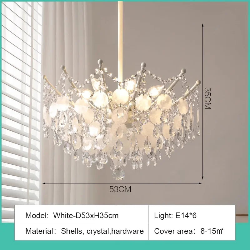 LED French Medieval Pendant Light Style Luxury Blue Crystal Chandelier for Villa Living Room Bedroom Hallway Ceiling Lamp