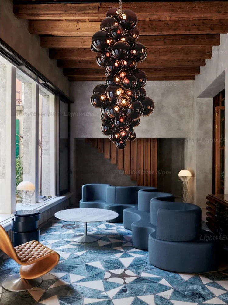 2025 New Trend Purple Glass Grape Ball Art Ceiling Chandeliers Hanging Lamps Suspension Luminaire Lampen For Living Room
