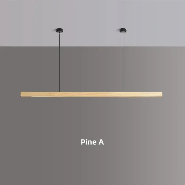 Nordic Wood Pendant Lights LED Modern Hanging Lamps Dining Living Room Kitchen Office Shop Long Strip Celling Lamp Home Decor