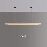 Nordic Wood Pendant Lights LED Modern Hanging Lamps Dining Living Room Kitchen Office Shop Long Strip Celling Lamp Home Decor