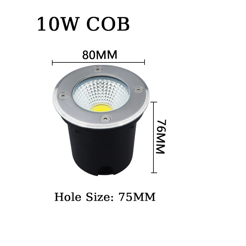 10 PCS Waterproof IP67 LED underground Light 1W 3W 10W 15W Outdoor Ground Garden Path Floor Buried Yard Spot Landscape 110V 220V 12V