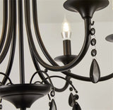 New Wrought Iron Crystal Chandelier European Classic Black Candle Lamp Modern Living Room Kitchen Dining Table Hanging Lamps