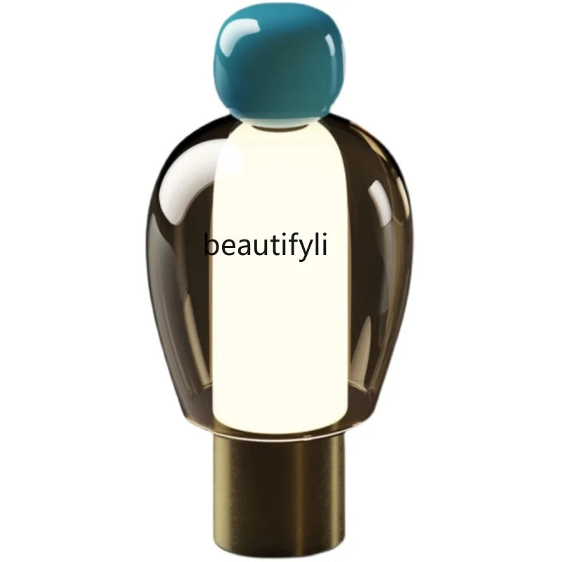 Glass Table Lamp Dimmable Personality Creative Person Walking Bedroom Bedside Lamp Portable Mushroom Lamp portable table lamp