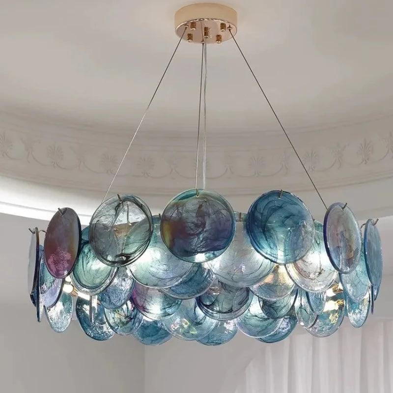 Italian Murano Glass Pendant Chandelier Light (E14 Bulb Base) - Luxury Modern Ceiling Lamp Fixture for Living Room, Dining Room, Bedroom & Restaurant Decor