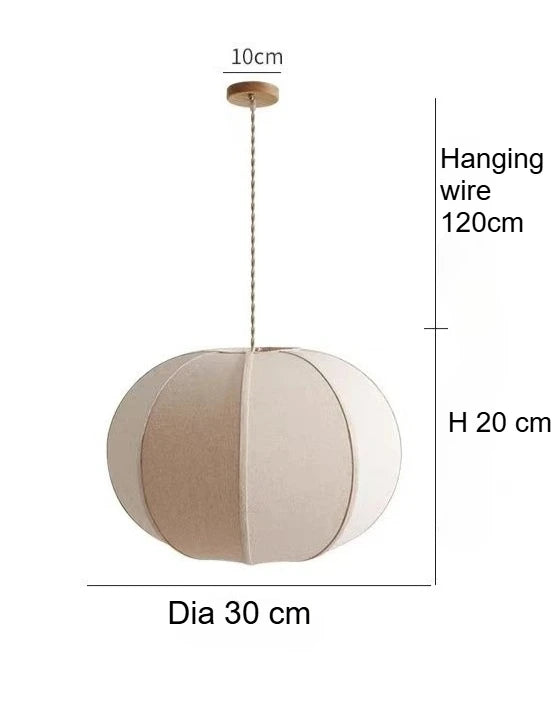 Japanese Wabi-Sabi Linen Fabric Pendant Light - Nordic Medieval Lantern Chandelier Hanging Ceiling Lamp Fixture for Living Room, Restaurant & Homestay Decor