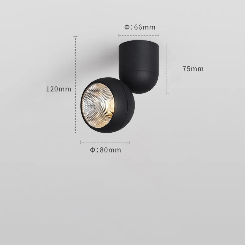 High CRI 90+ LED Surface Spotlight - 355° Rotatable Ceiling Spot Lamp