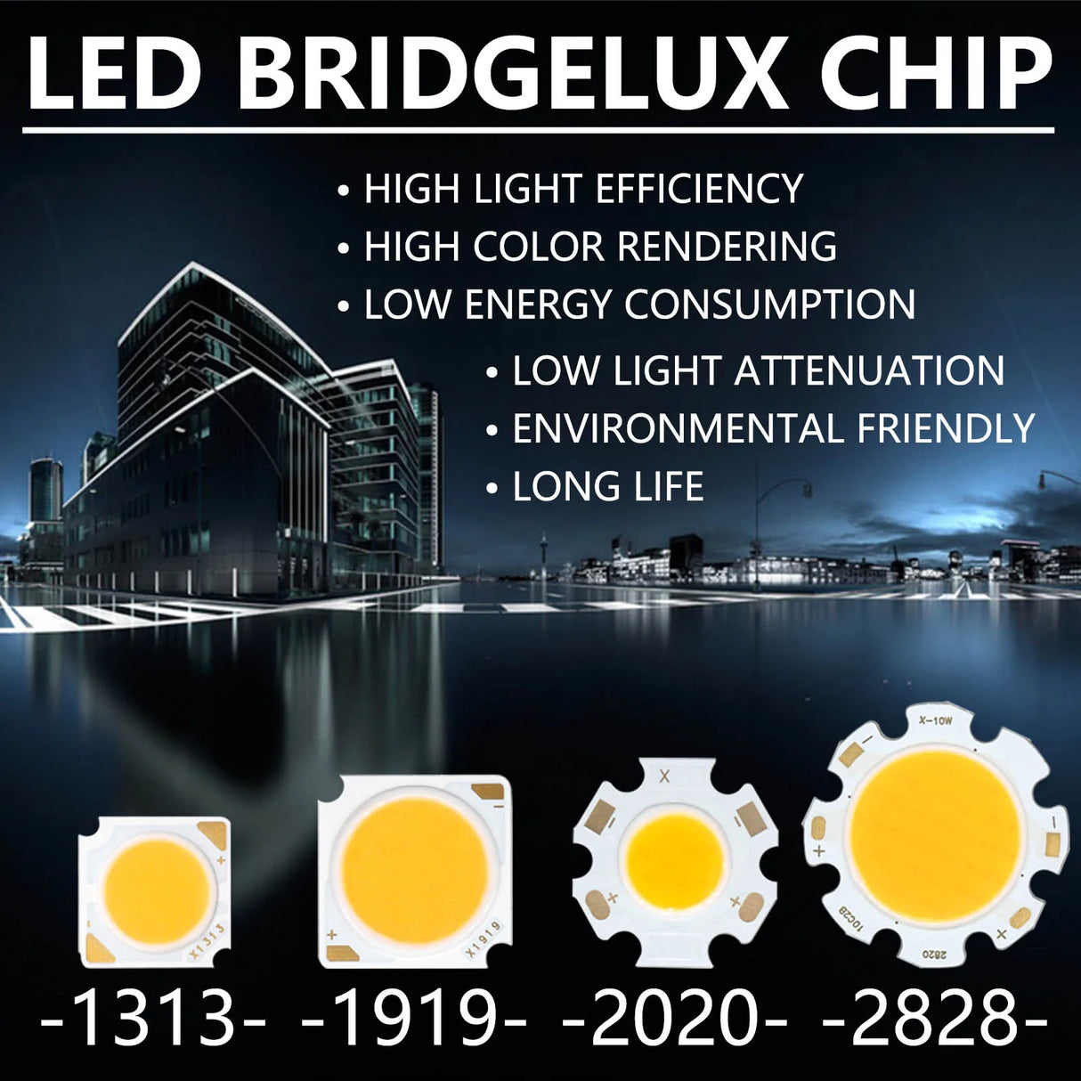COB LED Chip 3W 5W 7W 10W 20W 30W 40W Light Emitting Diode LED Module Matrix 1313 2020 2828 1919 for Bulb Downlights