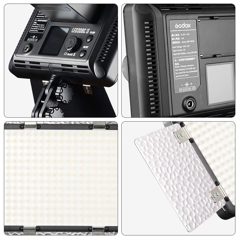 Godox LED308C II LED308 LED Video Studio Light Camera Fill Lamp With Adapter Professional Photographic Lighting Live Streaming