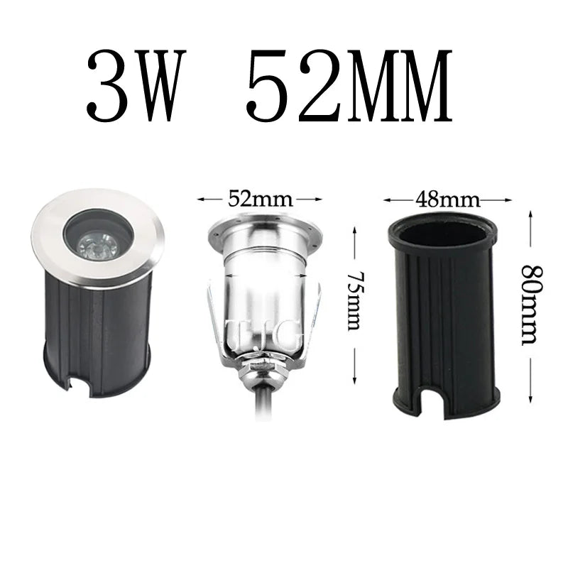 IP68 DC12V 220V 3W Outdoor Lighting for Garden Yard Step Stairs Floor Deck LED Recessed Inground Lamps LED Underground Spotlight