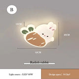 Pink Strawberry Bunny Light Cute Children's Room Ceiling Lights LED Modern Romantic Princess Room Girl Boy Bedroom Ceiling Lamps