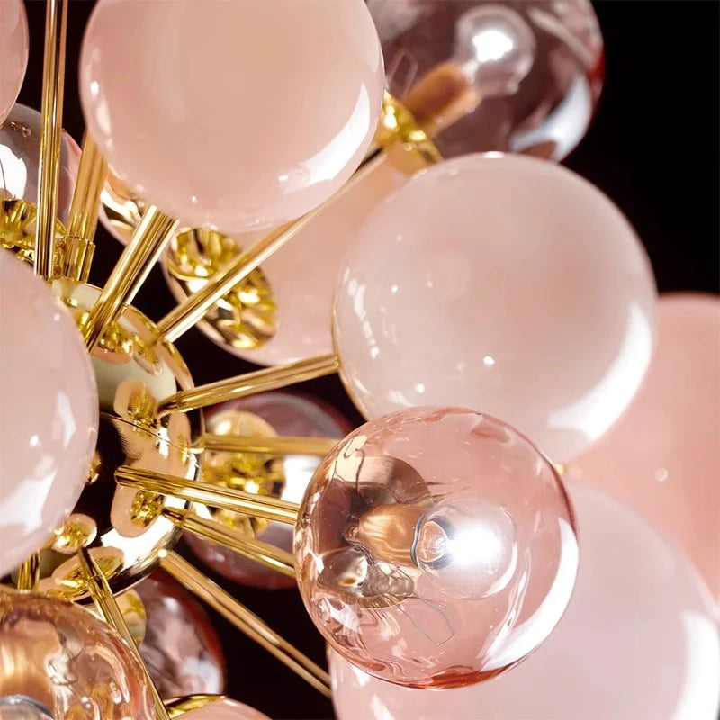 Glass Bubbles Ball Chandelier Light for Living Room Decor Bedroom Dining Room Modern Pink Pendant Light Indoor Lighting Fixture