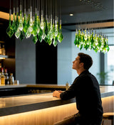 2026 New Green Glass Lustre Chandelier, Dimmable Custom Hardware Pendant Lamp for Mall, Fashionable Fixture for Ceilings