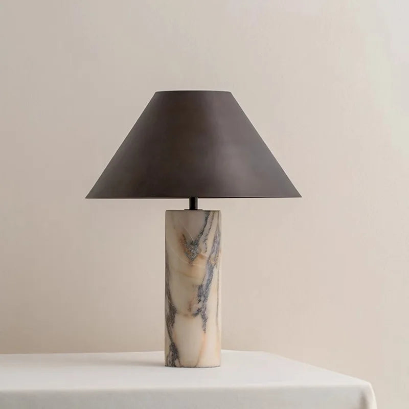 Italian Designer Natural Marble Table Lamp - Luxury Stone Side Light for Living Room