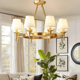 Rural LED ring Copper Ceiling Chandelier retro Fabric lamp Living Room Bedroom Home Decor Hanging Lamp American dining light