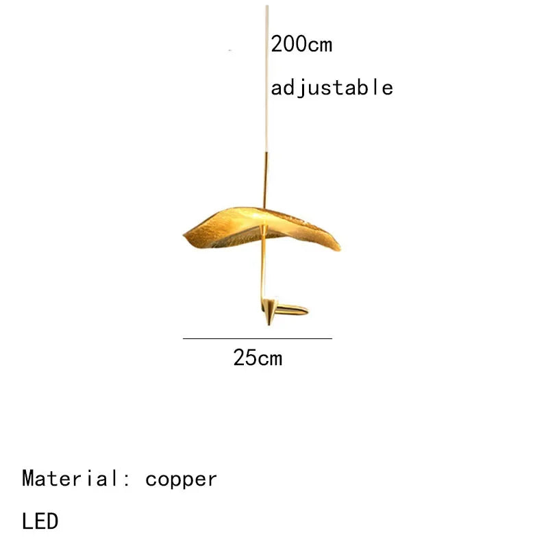 Modern Creative Copper LED Chandelier for Living Room Restaurant Kitchen Bedroom Designerhanging Lamp Art Decor Lighting Fixture
