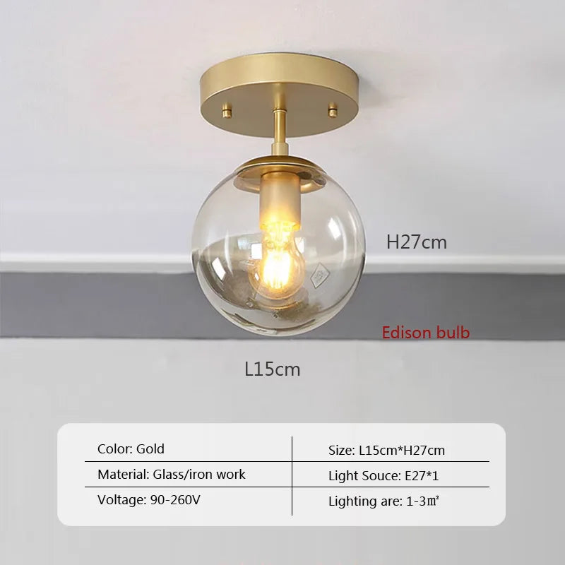 Modern E27 LED Glass Ceiling Lamps Cheap For Restaurant Aisle Corridor Balcony Decoration Luxury Led Ceiling Light