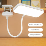 Flexible Table Lamp with Clip Step less Dimming Led Desk Lamp Rechargeable Bedside Night Light for Study Reading Office Work