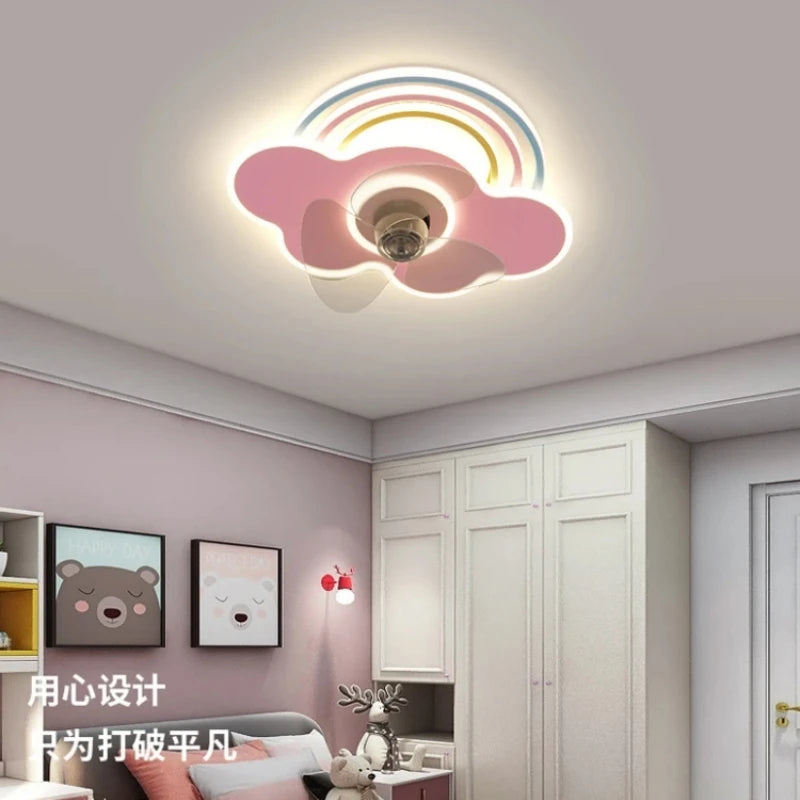 Pink LED Fans with Lights Remote for Living Room Bedroom Boys Girls Room LED Ceiling Lamp for Home Decro