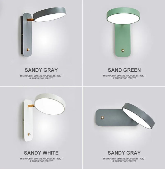 Nordic Macaron Wall Sconce Rotatable With Switch TV Background Wall Lights Modern Bedroom Bedside Aisle Home Reading Wall Lamps