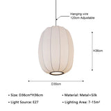 Japanese Wabi-Sabi Silk White E27 Ceiling Pendant Light - Nordic Art Fabric Chandelier Hanging Lamp Fixture for Living Room, Dining Area & Bedroom Decor