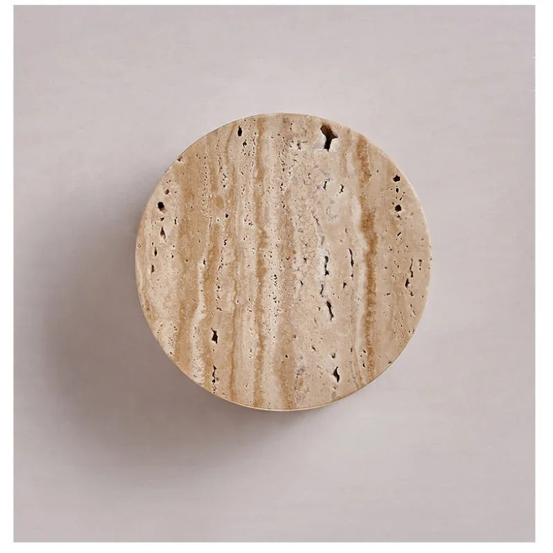IWHD Home Decor LED Wall Light Fixture Coffee Corridor Living Room Nordic Modern Column Yellow Travertine Stone Wall Lamp Sconce