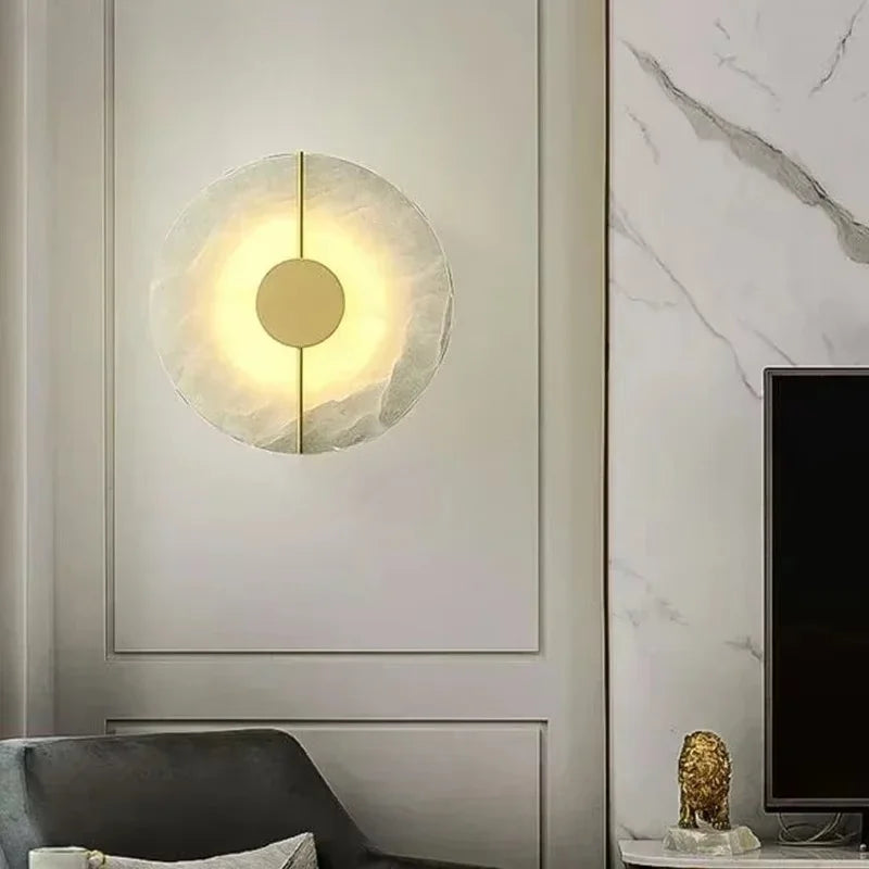 Modern Luxury Creative Marble Wall Light - Alabaster Marble Wall Sconce for Bedroom Bedside Living Room Aisle Indoor Decor
