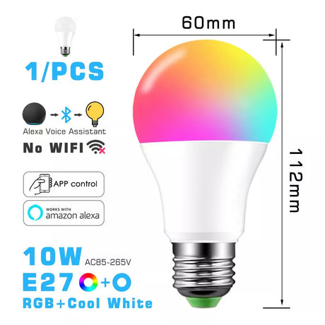 LED Smart Light Bulb, Color Changing Alexa Light, RGB Smart Lamp That Work With Alexa, E27 B22 Base,16 Million Colors, Dimmable
