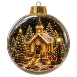 Acrylic Material Christmas Ball Ornament Transparent Design 8CM Size Santa Claus Pendant with Light Holiday Tree Pendant