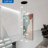 Modern Led staircase chandelier living room hanging light designer Villa duplex building  oval string attic pendant lighting