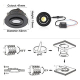 10pcs 3W IP65 Recessed Light Mini Led Downlight Water Proof Dimmable Spotlight Room Decor 52mm Built Ceiling Spot Circular Lamp